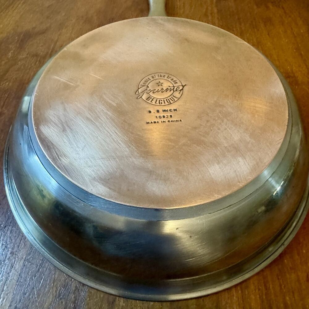 Gourmet Belgique 9.5” Copper Bottom Fry Pan Stainless Steel Skillet - Picture 3 of 5